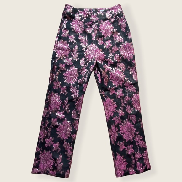 ❄️ HP ❄️ EUC Luella Cigarette Pant in Metallic Jacquard Black/Pink Size Small - Picture 3 of 15